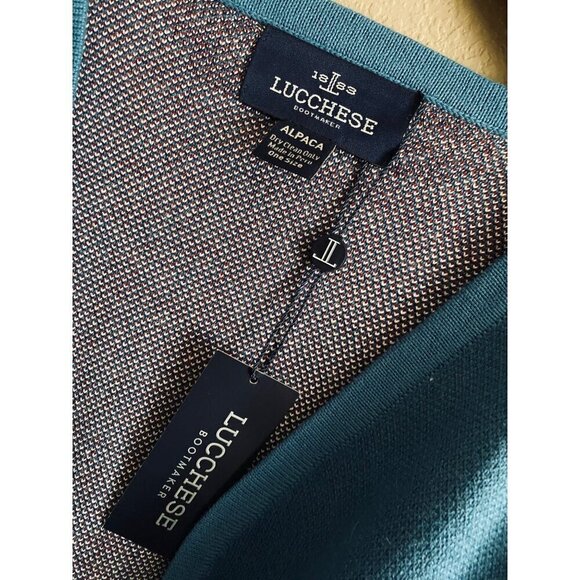 Lucchese Lightweight Alpaca Cape Peruvian Poncho Taos Collegiate Blue OS NWT - Picture 6 of 6